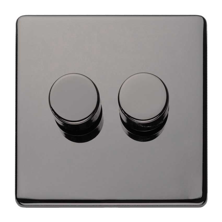 Picture of 2 Gang Led Push On Off 2Way Dimmer In Black Nickel - ECBN2DLED