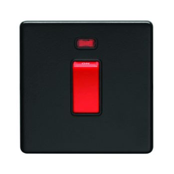 2 Gang 45Amp Dp Switch With Neon In Matt Black - ECMB45ASWNB Picture of 2 Gang 45Amp Dp Switch With Neon In Matt Black - ECMB45ASWNB