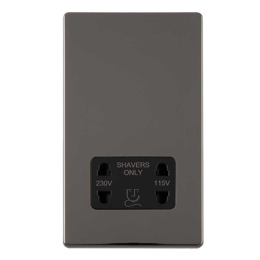 Picture of Dual Voltage Shaver Socket Concealed Black Nickel Plate Black Interior - ECBNSHSB