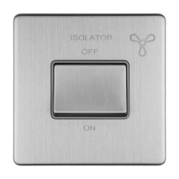 6Amp Fan Isolator Switch In Satin Stainless Steel With Grey Trim  - ECSSFSWG Picture of 6Amp Fan Isolator Switch In Satin Stainless Steel With Grey Trim  - ECSSFSWG