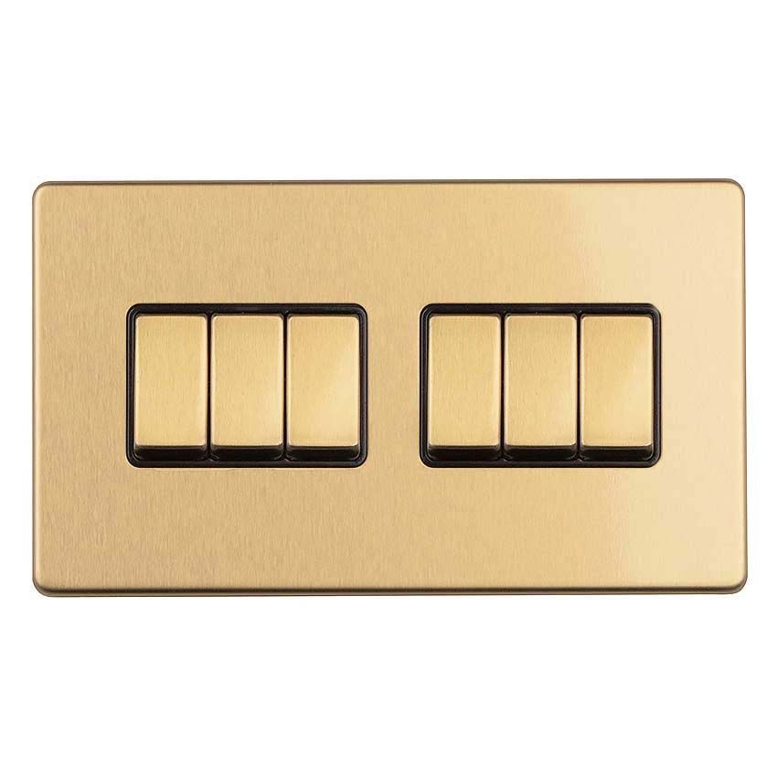Picture of 6 Gang 2Way Switch In Satin Brass - ECSB6SWB
