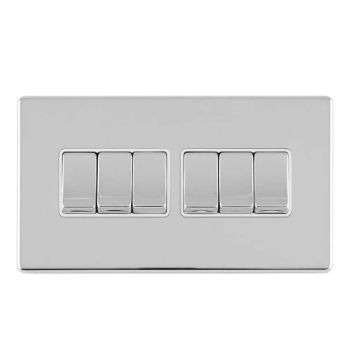 6 Gang  Switch In Polished Chrome - ECPC6SWW Picture of 6 Gang  Switch In Polished Chrome - ECPC6SWW