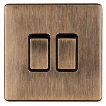 2 Gang Switch In Antique Brass - AB2SWB Picture of 2 Gang Switch In Antique Brass - AB2SWB