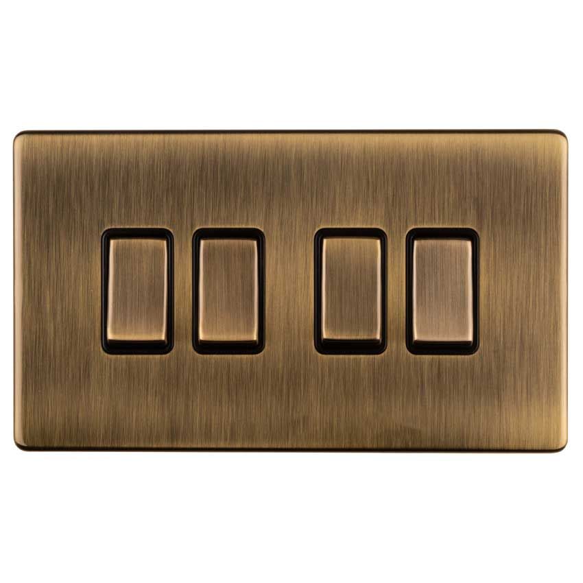 Picture of 4 Gang, 2 Way Switch In Antique Brass - AB4SWB