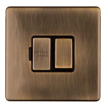 13Amp Switched Fuse Spur In Antique Brass - ABSWFB Picture of 13Amp Switched Fuse Spur In Antique Brass - ABSWFB