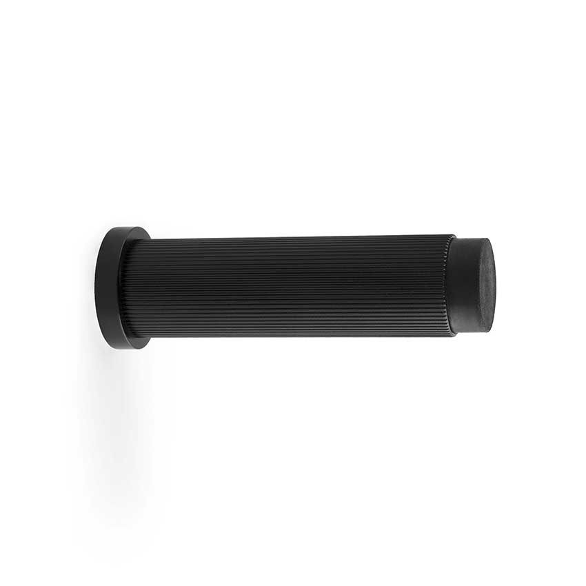 Picture of Alexander and Wilks Reeded Projection Door Stop in Matt Black - AW602-75-BL