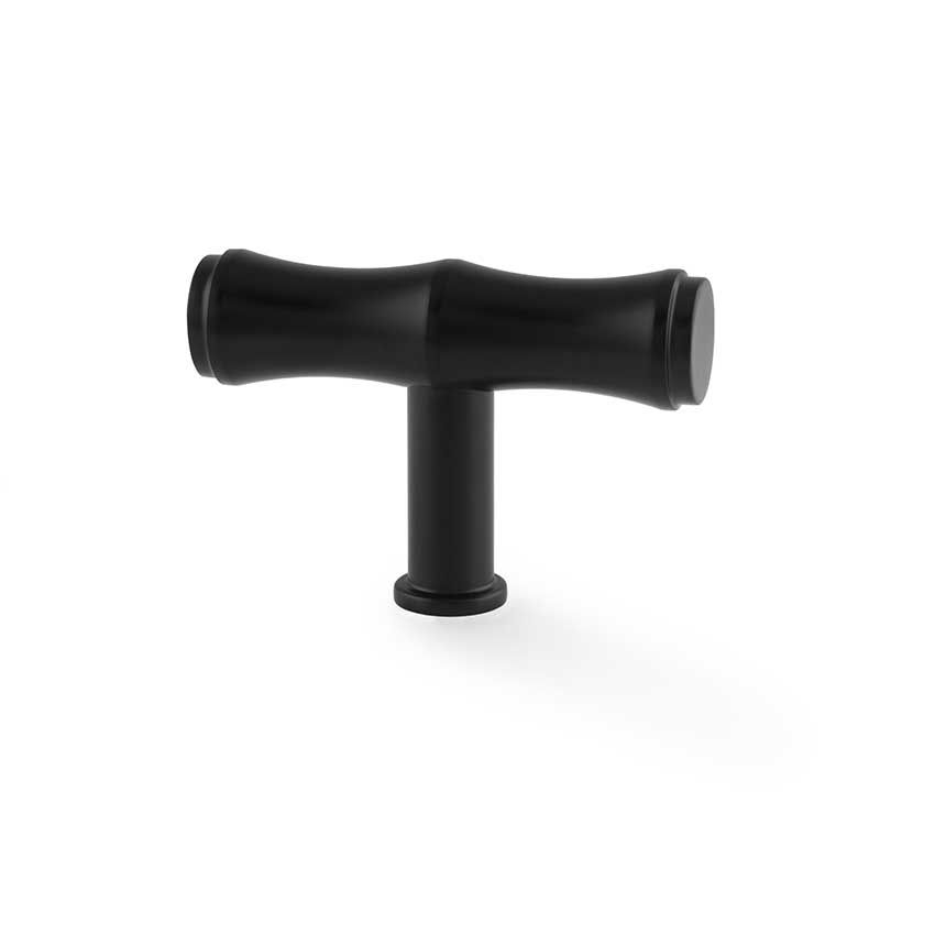 Picture of Bamboo T-bar Cupboard Knob in Matt Black - AW801B-55-BL