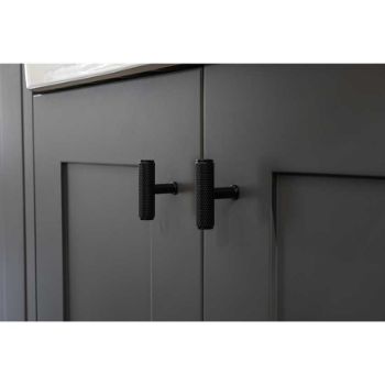 Picture of Knurled T-Bar cupboard Knob in a matt black Finish - AW801-55-BL