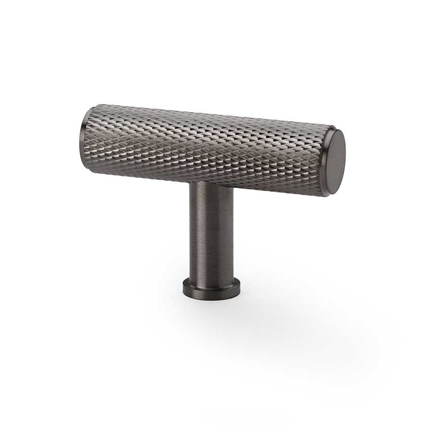 Picture of Knurled T-Bar cupboard Knob in a PVD Dark Bronze Finish - AW801-55-DBZPVD