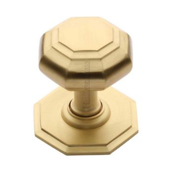 Octagon Centre Door Knob In Satin Brass Finish - V890-SB Picture of Octagon Centre Door Knob In Satin Brass Finish - V890-SB