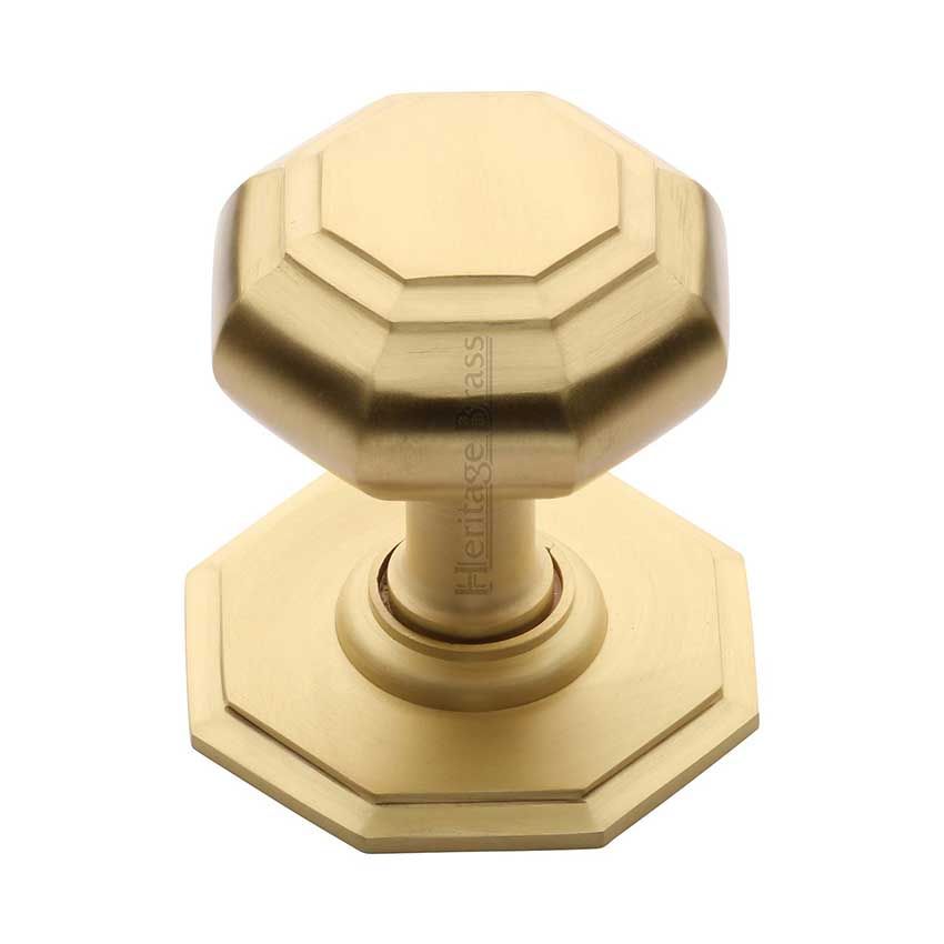 Picture of Octagon Centre Door Knob In Satin Brass Finish - V890-SB