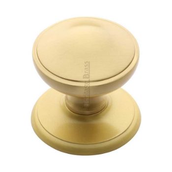 Round Centre Door Knob In Satin Brass Finish - V900-SB Picture of Round Centre Door Knob In Satin Brass Finish - V900-SB