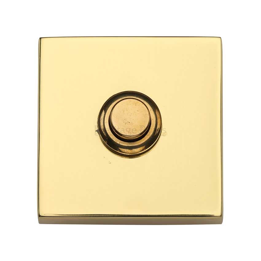 Picture of Heritage Brass Square Bell Push 3" x 1" Polished Brass finish - V1188-PB
