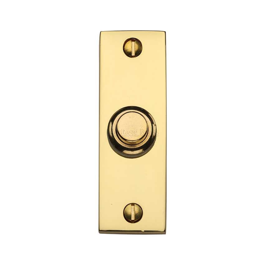 Picture of Heritage Brass Rectangular Bell Push 3" x 1" Polished Brass finish - V1182-PB