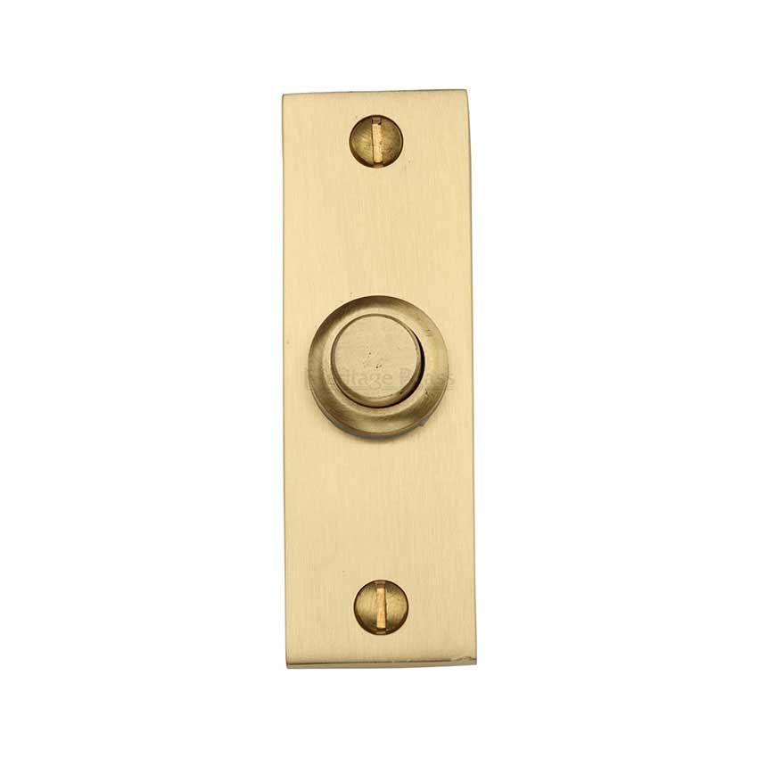 Picture of Heritage Brass Rectangular Bell Push 3" x 1" Satin Brass finish - V1182-SB