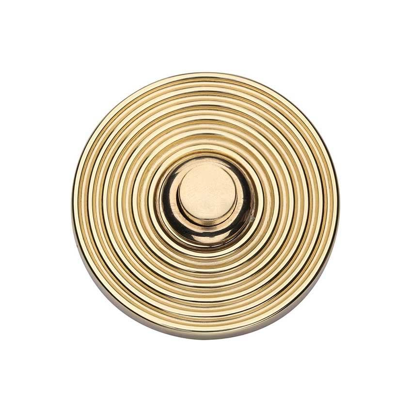 Picture of Heritage Brass Reeded Bell Push 3" x 1" Unlacquered Brass finish - RR1186-ULB