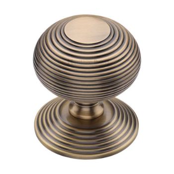 Heritage Brass Centre Door Knob Reeded Design 3 1/2" Antique Brass Finish - RR906-AT Picture of Heritage Brass Centre Door Knob Reeded Design 3 1/2" Antique Brass Finish - RR906-AT