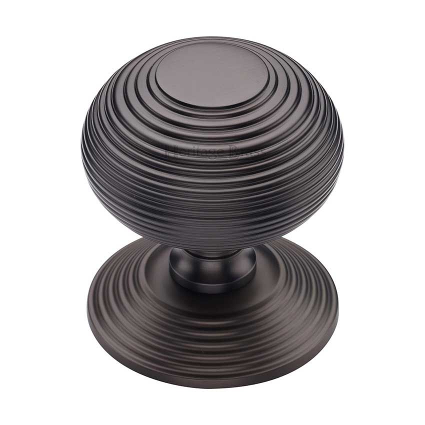 Picture of Heritage Brass Centre Door Knob Reeded Design 3 1/2" Matt Bronze Finish - RR906-MB