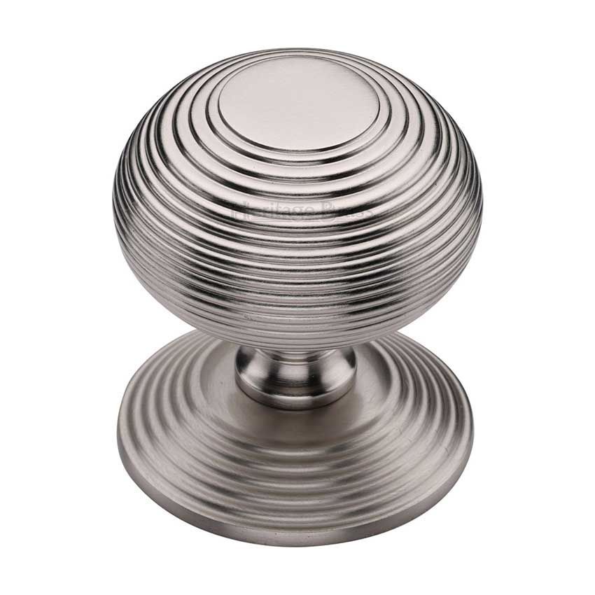 Picture of Heritage Brass Centre Door Knob Reeded Design 3 1/2" Satin Nickel Finish - RR906-SN