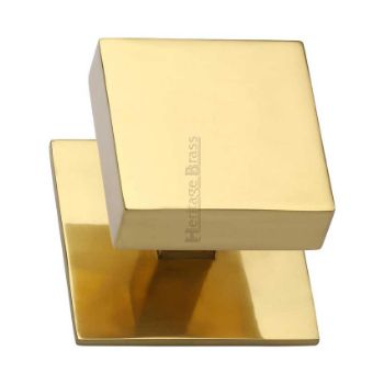 Centre Door Knob Square Design In Polished Brass Finish - V908-PB Picture of Centre Door Knob Square Design In Polished Brass Finish - V908-PB