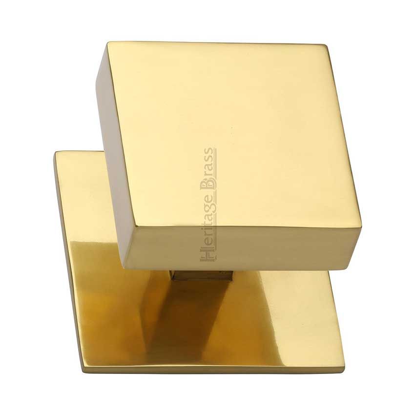 Picture of Centre Door Knob Square Design In Polished Brass Finish - V908-PB