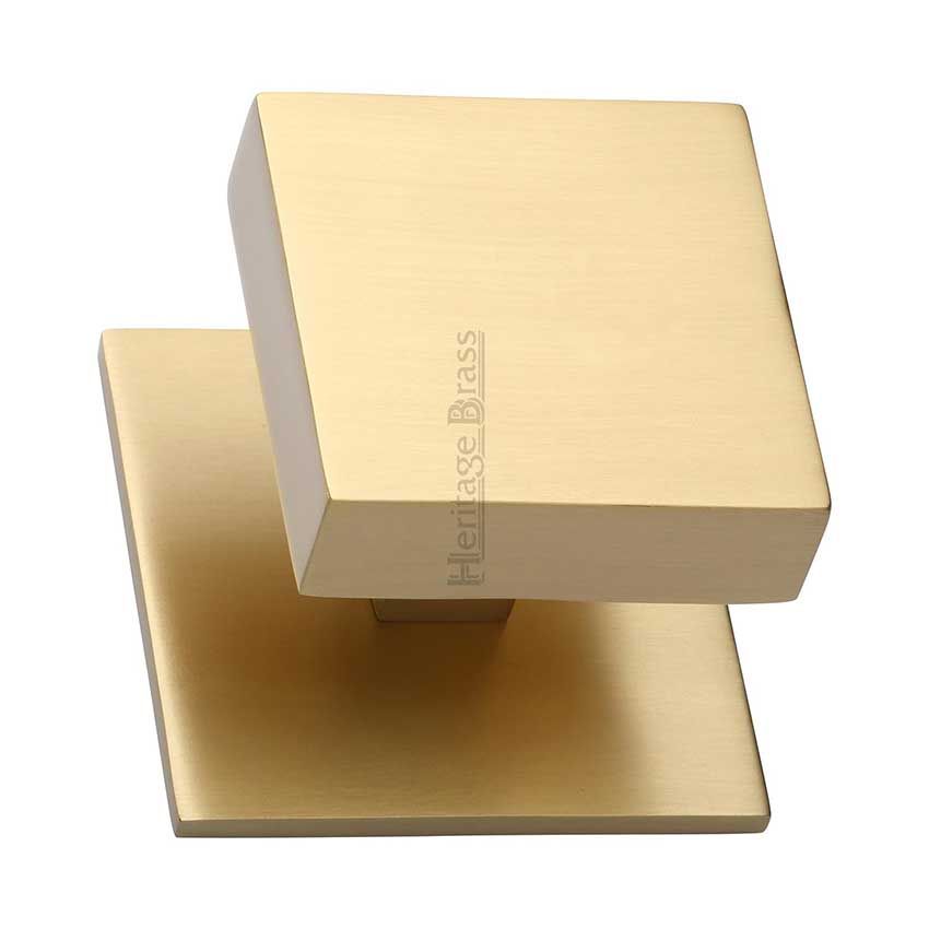 Picture of Centre Door Knob Square Design In Satin Brass Finish - V908-SB