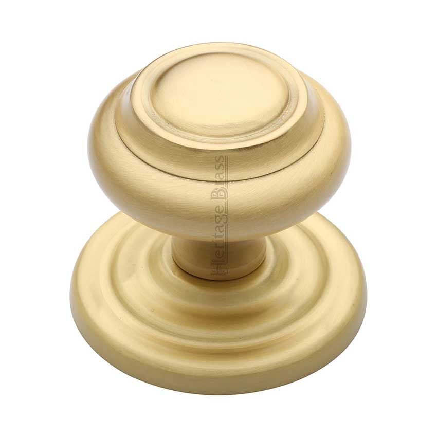 Picture of Centre Door Knob Round Design In Satin Brass Finish - V905-SB