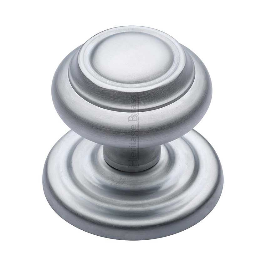 Picture of Centre Door Knob Round Design In Satin Chrome Finish - V905-SC