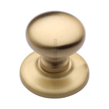 Centre Door Knob, Round Design In Satin Brass Finish - V901-SB Picture of Centre Door Knob, Round Design In Satin Brass Finish - V901-SB