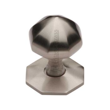 Octagonal Centre Door Knob In Satin Nickel Finish - V880SN Picture of Octagonal Centre Door Knob In Satin Nickel Finish - V880SN
