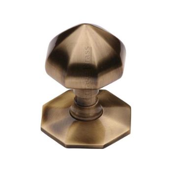 Octagonal Centre Door Knob In Antique Brass Finish - V880-AT Picture of Octagonal Centre Door Knob In Antique Brass Finish - V880-AT