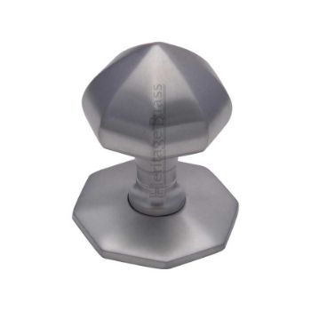 Octagonal Centre Door Knob In Satin Chrome Finish - V880SC Picture of Octagonal Centre Door Knob In Satin Chrome Finish - V880SC