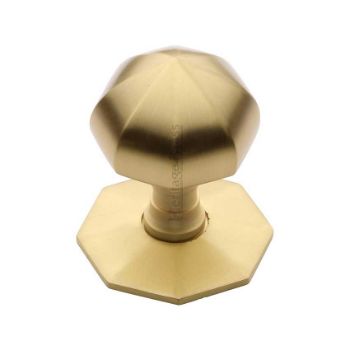 Octagonal Centre Door Knob In Satin Brass Finish - V880-SB Picture of Octagonal Centre Door Knob In Satin Brass Finish - V880-SB