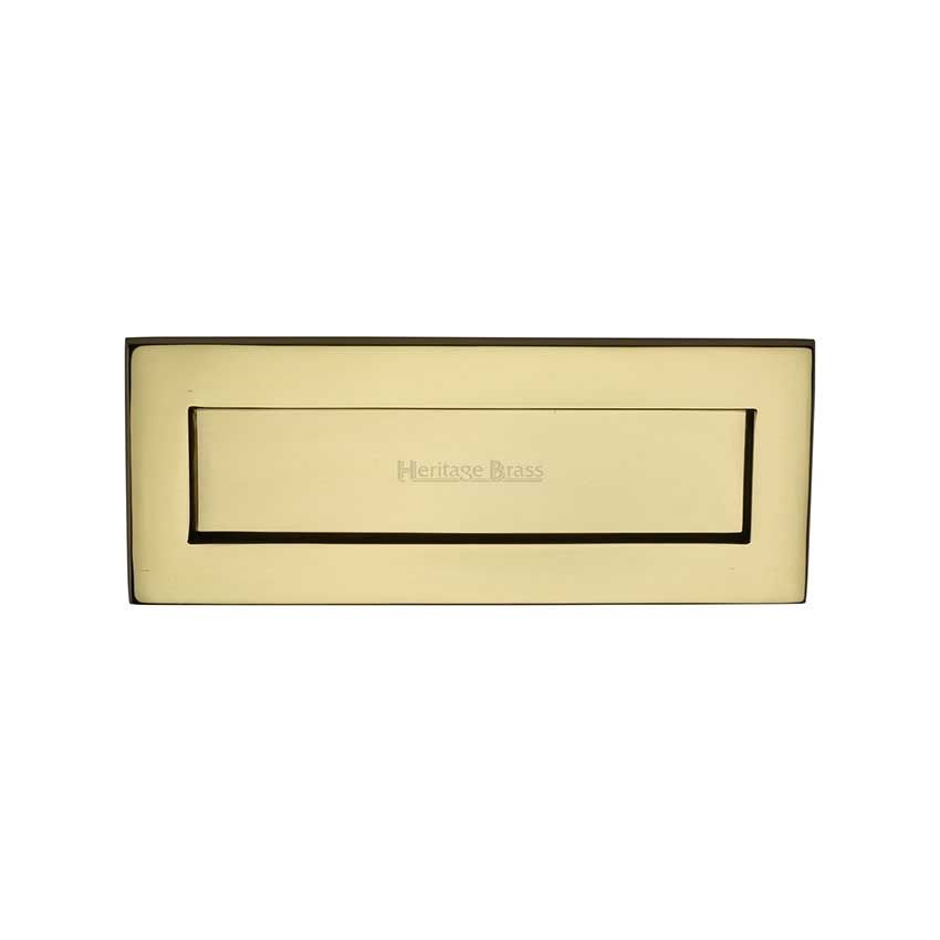 Picture of 254mm x 102mm Sprung Flap  Letterplate In Polished Brass Finish - V850 254.101-PB