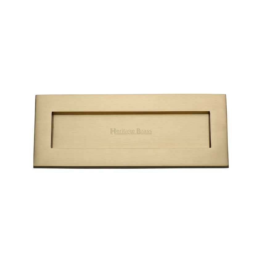 Picture of 254mm x 102mm Sprung Flap  Letterplate In Satin Brass Finish - V850 254.101-SB