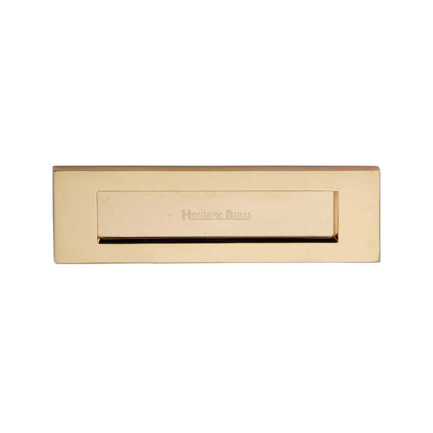 Picture of 254mm x 79mm Sprung Flap  Letterplate In Polished Brass Finish - V850 254-PB