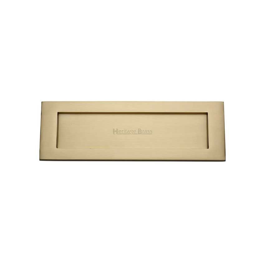 Picture of 254mm x 79mm Sprung Flap  Letterplate In Satin Brass Finish - V850 254-SB