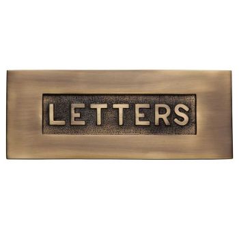 254mm x 101mm Embossed Letterplate In Antique Brass Finish - V845-AT Picture of 254mm x 101mm Embossed Letterplate In Antique Brass Finish - V845-AT