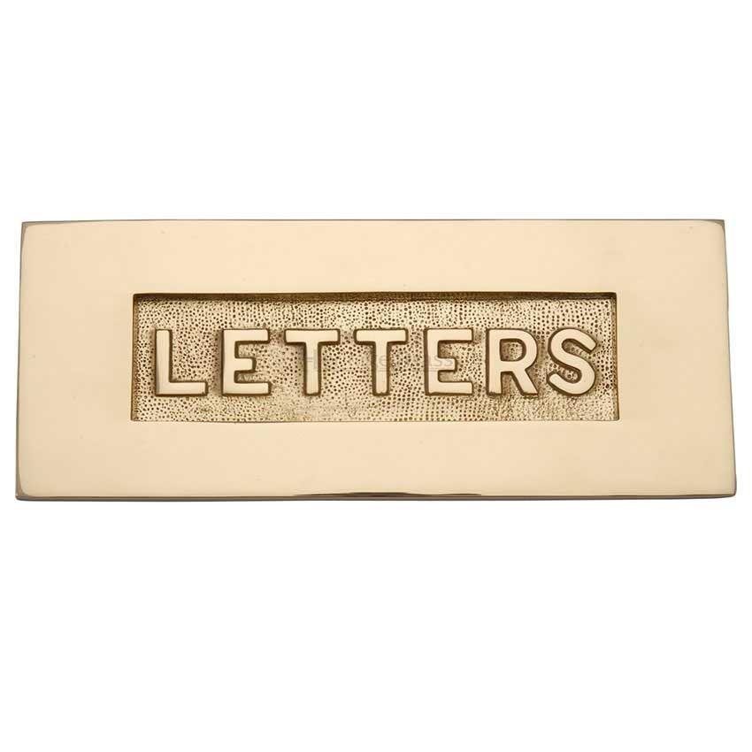 Picture of 254mm x 101mm Embossed Letterplate In Polished Brass Finish - V845-PB