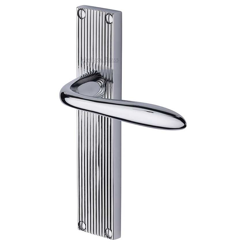 Picture of Sutton Reeded Door Handles In Polished Chrome Finish - RR5010-PC-GP