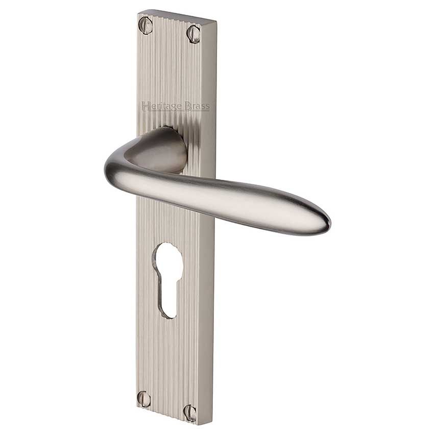 Picture of Sutton Reeded Euro Profile Door Handles In Satin Nickel Finish - RR5048-SN