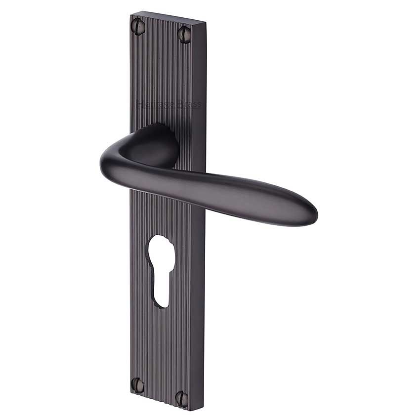 Picture of Sutton Reeded Euro Profile Door Handles In Matt Bronze Finish - RR5048-MB