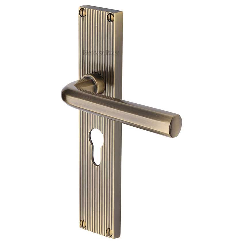 Picture of Octave Reeded Backplate Europrofile Antique Brass Finish - RR3748-AT