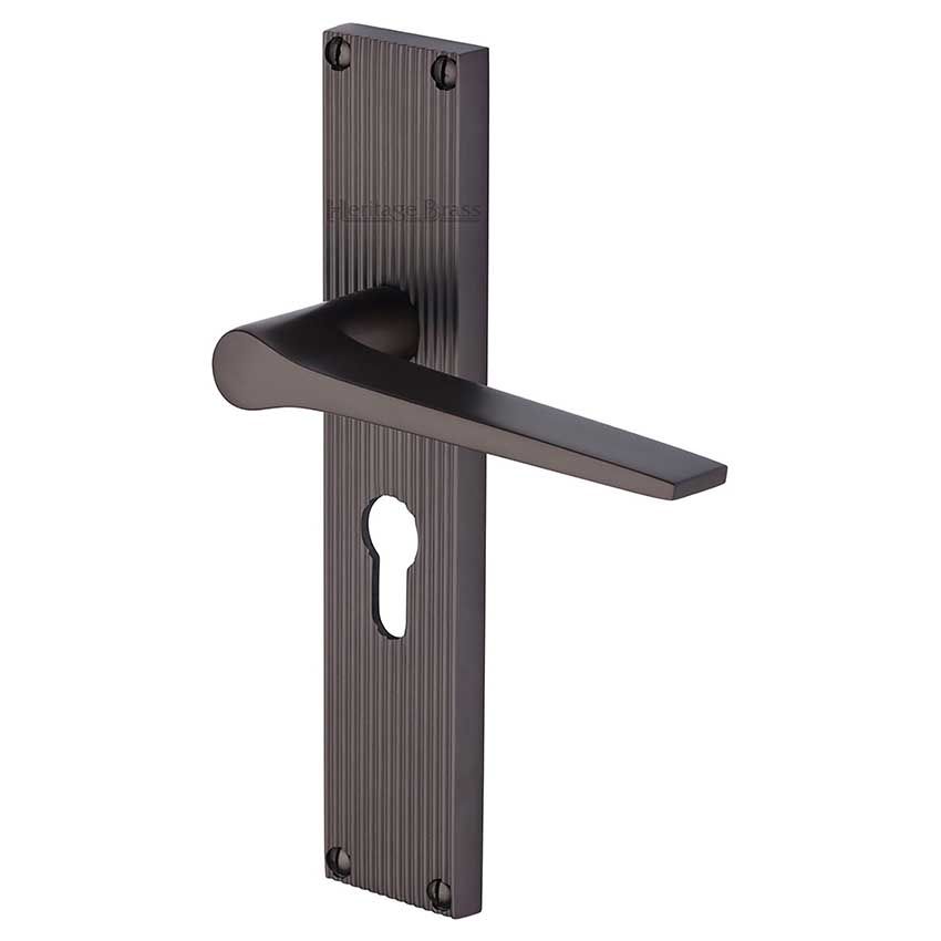 Picture of Gio Reeded Euro Profile Door Handles In Matt Bronze Finish - RR4748-MB