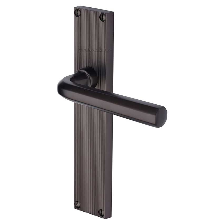 Picture of Octave Reeded Backplate Door Handles In Matt Bronze Finish - RR3710-MB-GP