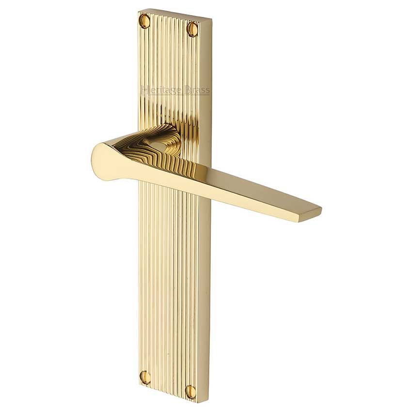 Picture of Gio Reeded Door Handles In Polished Brass Finish - RR4710-PB-GP