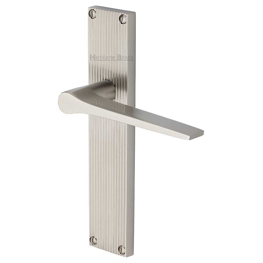 Picture of Gio Reeded Door Handles In Satin Nickel Finish - RR4710-SN-GP