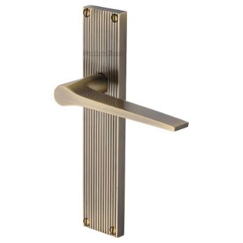 Gio Reeded Door Handles In Antique Brass Finish - RR4710-AT-GP Picture of Gio Reeded Door Handles In Antique Brass Finish - RR4710-AT-GP