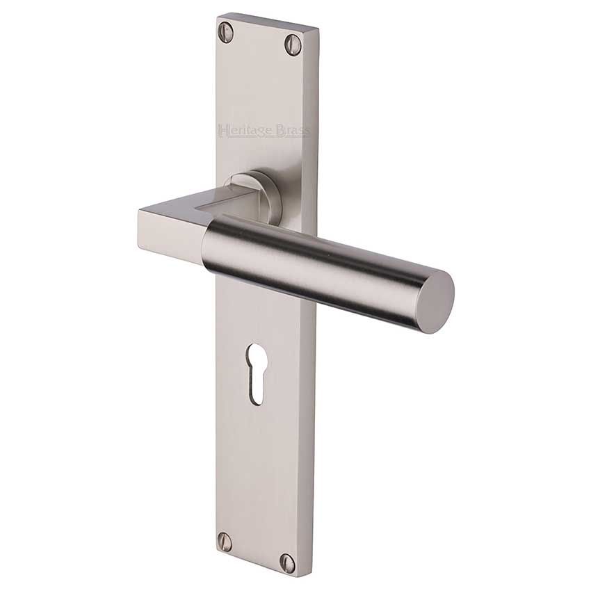 Picture of Bauhaus Lock Door Handles In Satin Nickel Finish - VT6300-SN