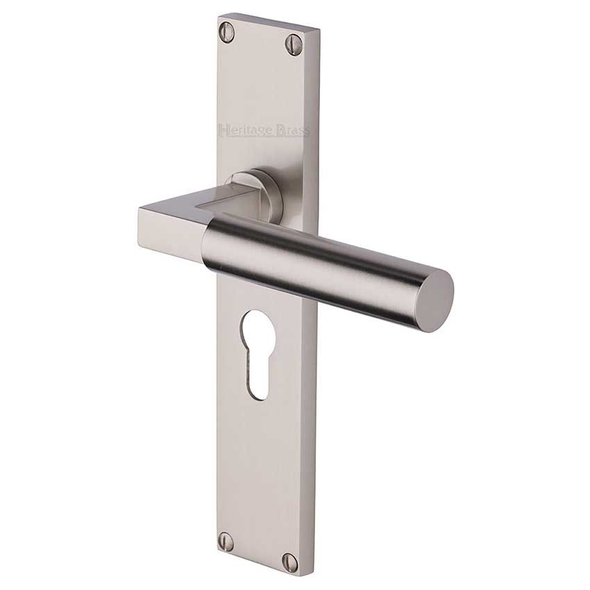 Picture of Bauhaus Euro Profile Door Handles In Satin Nickel Finish - VT6348-SN